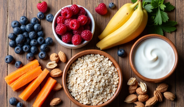 Składniki do przygotowania zdrowego śniadania, symbolizujące inspiracje na posiłki